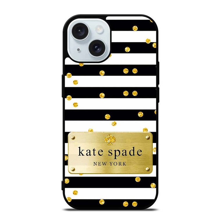 KATE SPADE POLKADOTS GOLD iPhone 15 Case Cover