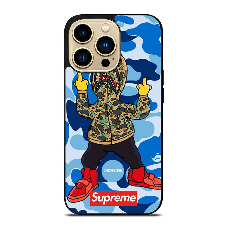 BATHING APE SUPREME SHARK CAMO iPhone 14 Pro Max Case Cover