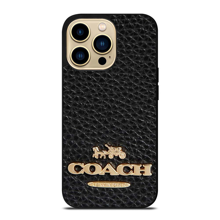 COACH NEW YORK BLACK LEATHER 2 iPhone 14 Pro Max Case Cover