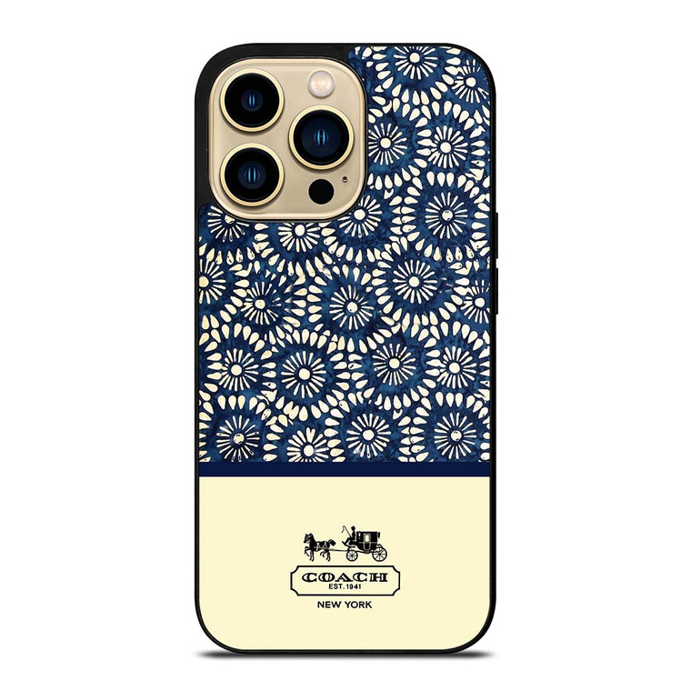 COACH NEW YORK BLUE FLORAL BATIK iPhone 14 Pro Max Case Cover