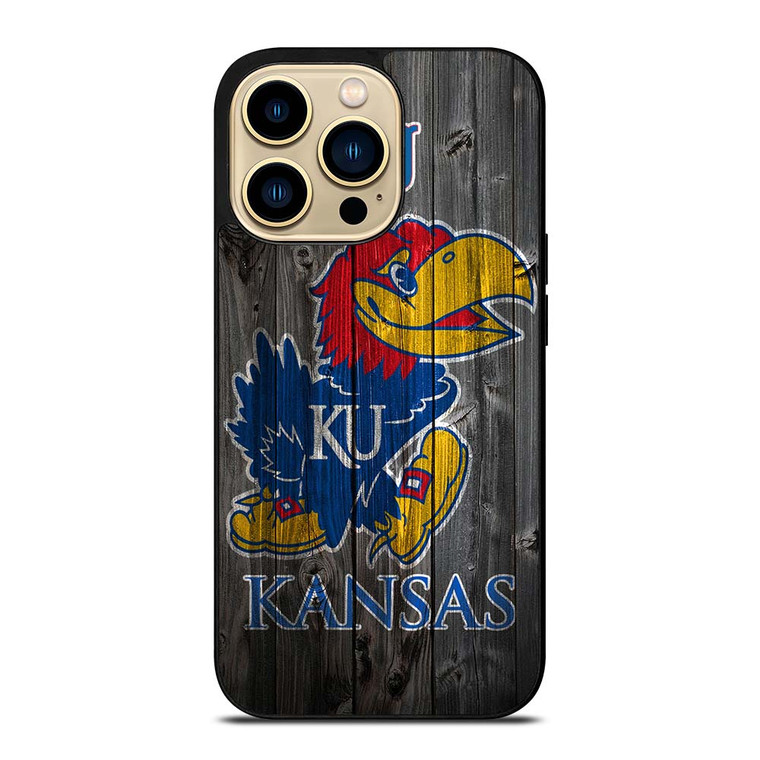 KANSAS JAYHAWKS WOODEN LOGO iPhone 14 Pro Max Case Cover