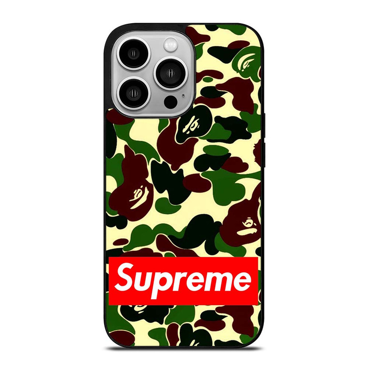 CAMO BAPE SUPREME iPhone 14 Pro Case Cover