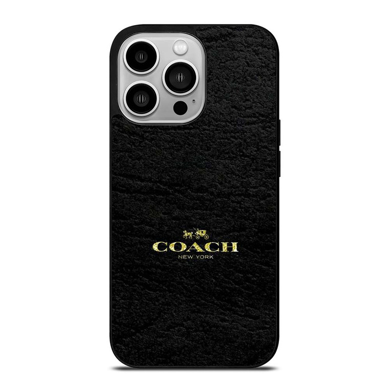 COACH LOGO TEXTURE BLACK iPhone 14 Pro Case Cover