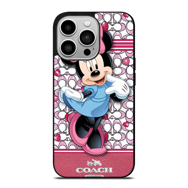 COACH MINNIE MOUSE PINK PATTERN iPhone 14 Pro Case Cover COACH MINNIE MOUSE PINK PATTERN iPhone 14 Pro Case Cover