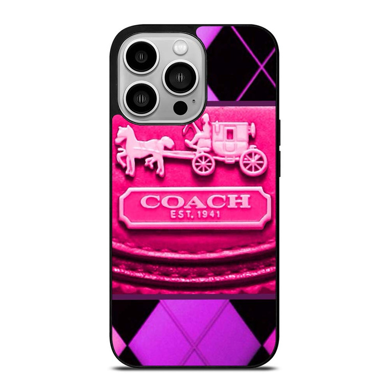 COACH NEW YORK PURPLE PINK LOGO iPhone 14 Pro Case Cover