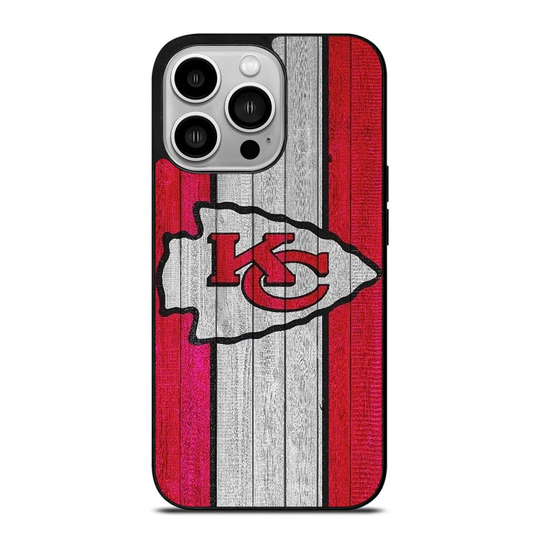 KANSAS CITY CHIEFS WOODEN LOGO iPhone 14 Pro Case Cover