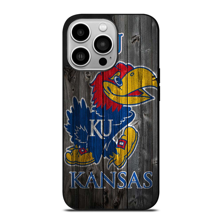 KANSAS JAYHAWKS WOODEN LOGO iPhone 14 Pro Case Cover