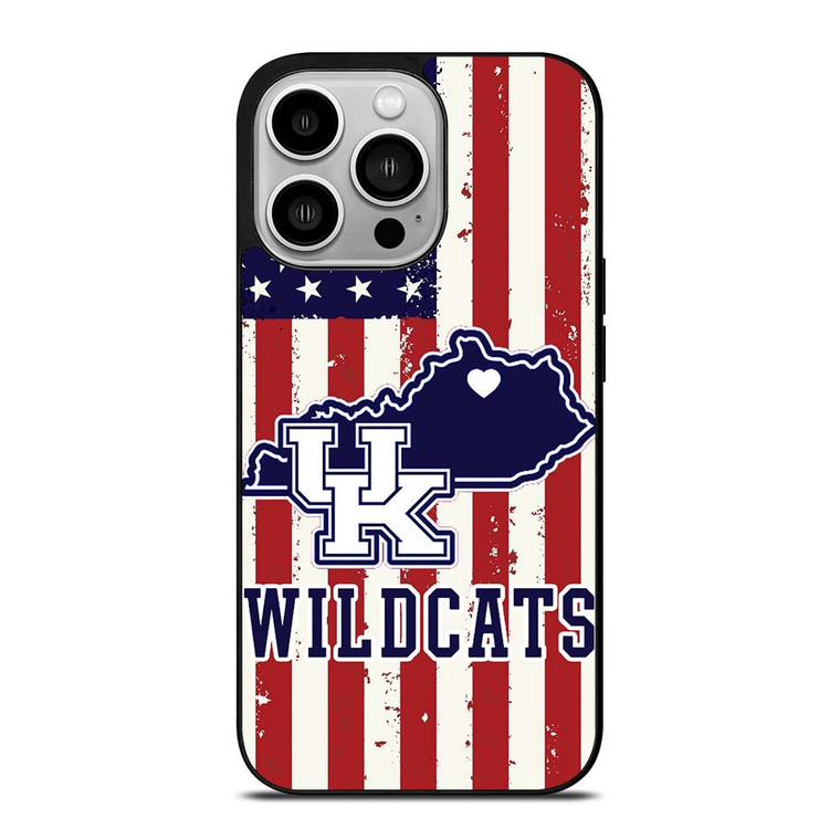 KENTUCKY WILDCATS AMERICAN FLAG iPhone 14 Pro Case Cover
