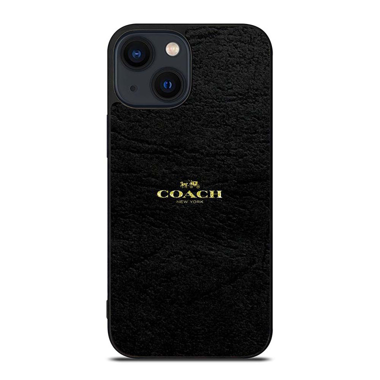 COACH NEW YORK BLACK LEATHER iPhone 14 Plus Case Cover