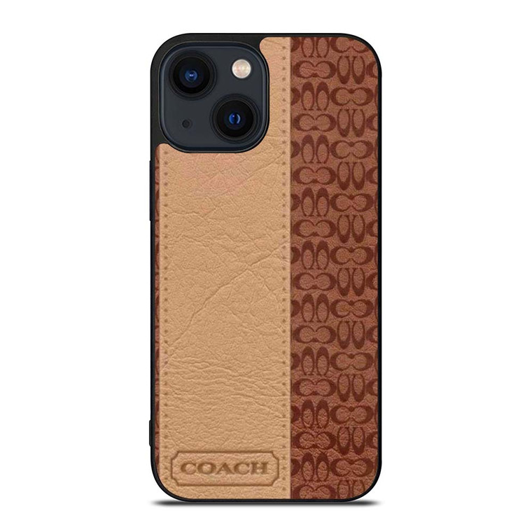 COACH NEW YORK BROWN LEATHER iPhone 14 Plus Case Cover
