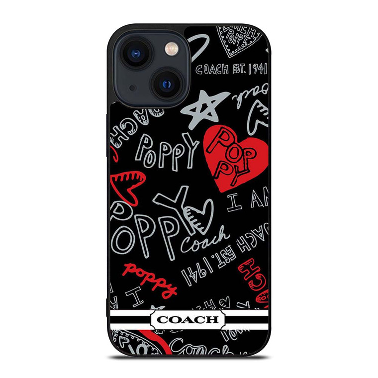 COACH NEW YORK POPPY BLACK iPhone 14 Plus Case Cover