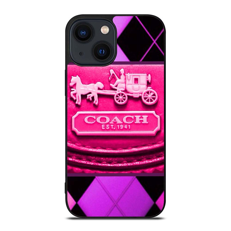 COACH NEW YORK PURPLE PINK LOGO iPhone 14 Plus Case Cover