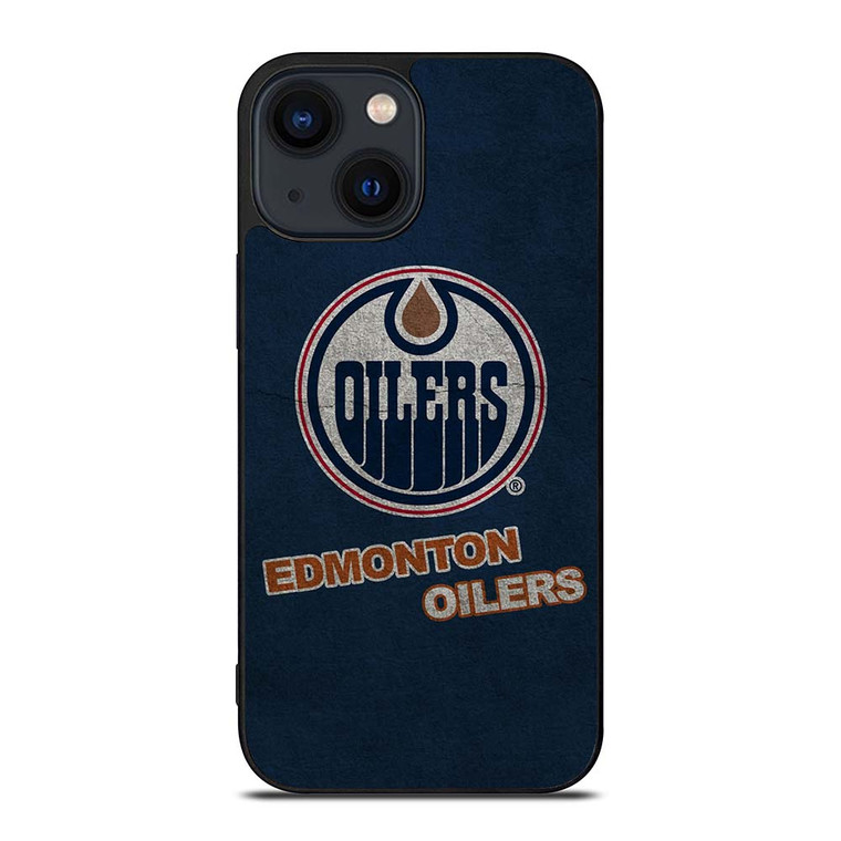 EDMONTON OILERS LOGO BLUE SUEDE iPhone 14 Plus Case Cover