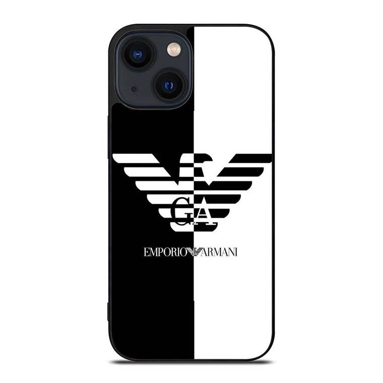 EMPORIO ARMANI WHITE BLACK iPhone 14 Plus Case Cover