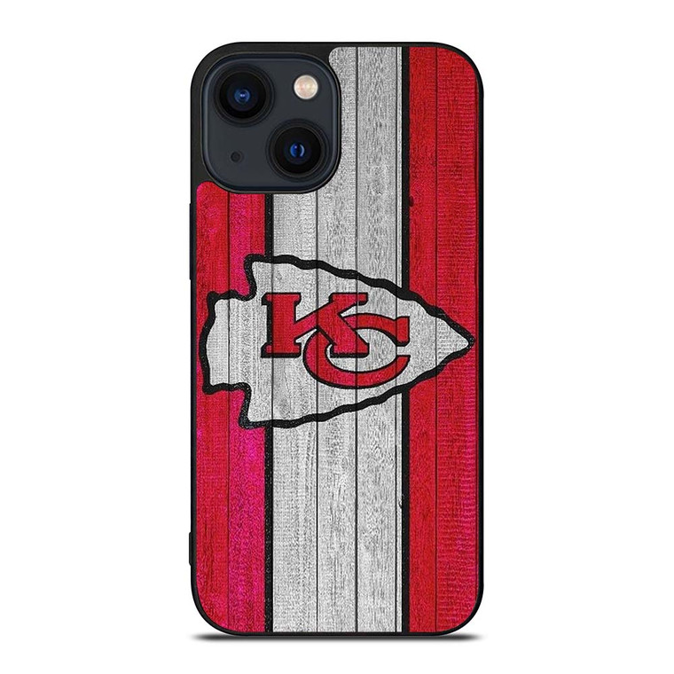 KANSAS CITY CHIEFS WOODEN LOGO iPhone 14 Plus Case Cover