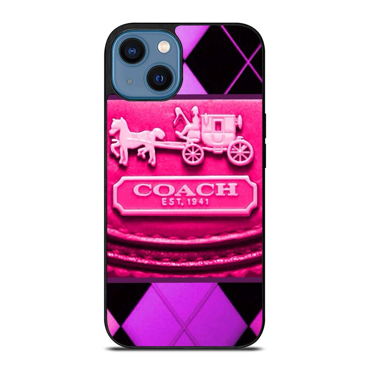 COACH NEW YORK PURPLE PINK LOGO iPhone 14 Case Cover