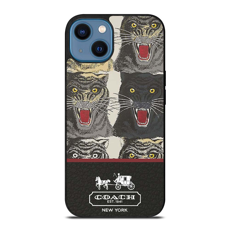 COACH NEW YORK TIGER FACE PATTERN iPhone 14 Case Cover