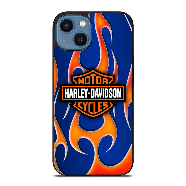 HARLEY DAVIDSON BLUE FLAME LOGO iPhone 14 Case Cover