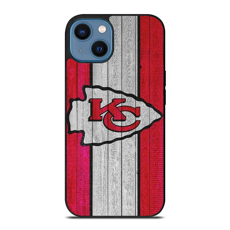 KANSAS CITY CHIEFS WOODEN LOGO iPhone 14 Case Cover