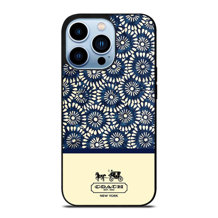 COACH NEW YORK BLUE FLORAL BATIK iPhone 13 Pro Max Case Cover
