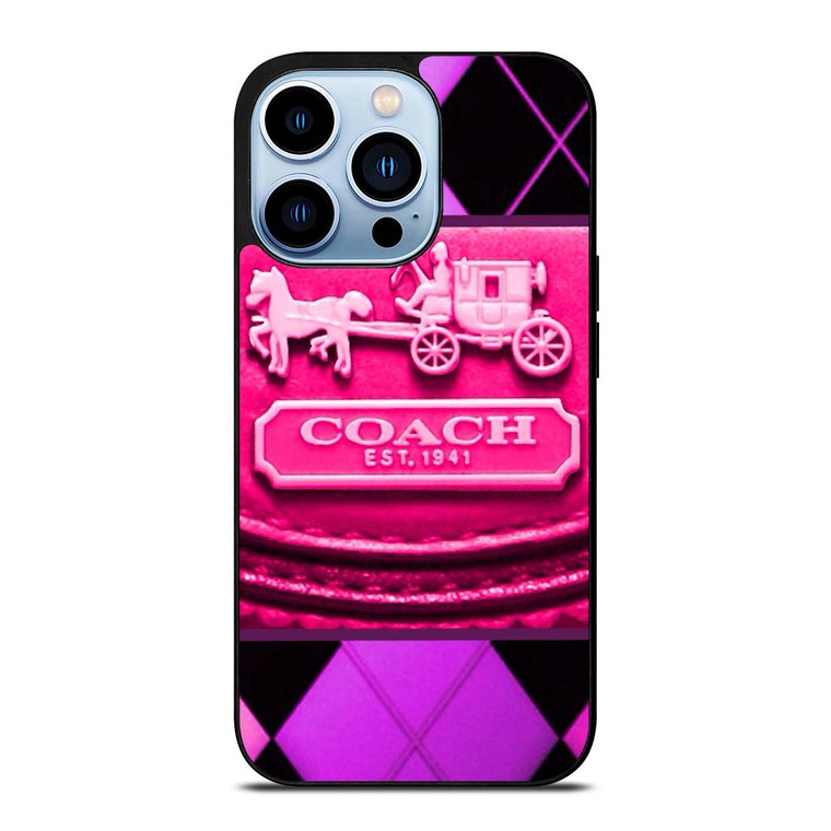COACH NEW YORK PURPLE PINK LOGO iPhone 13 Pro Max Case Cover