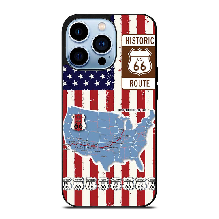 HISTORICAL ROUTE 66 USA FLAG iPhone 13 Pro Max Case Cover