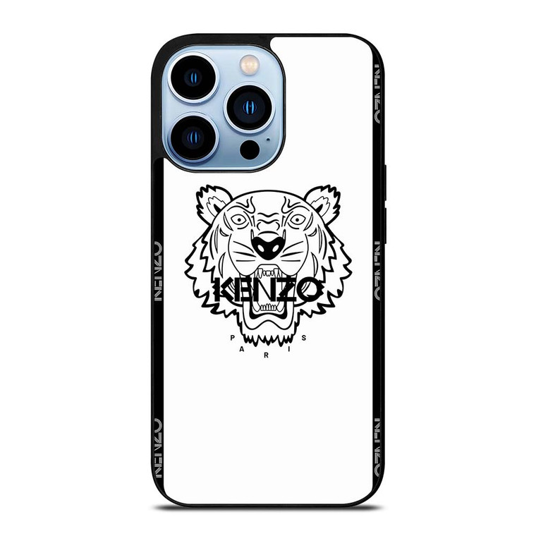 KENZO PARIS BORDERED LOGO WHITE iPhone 13 Pro Max Case Cover