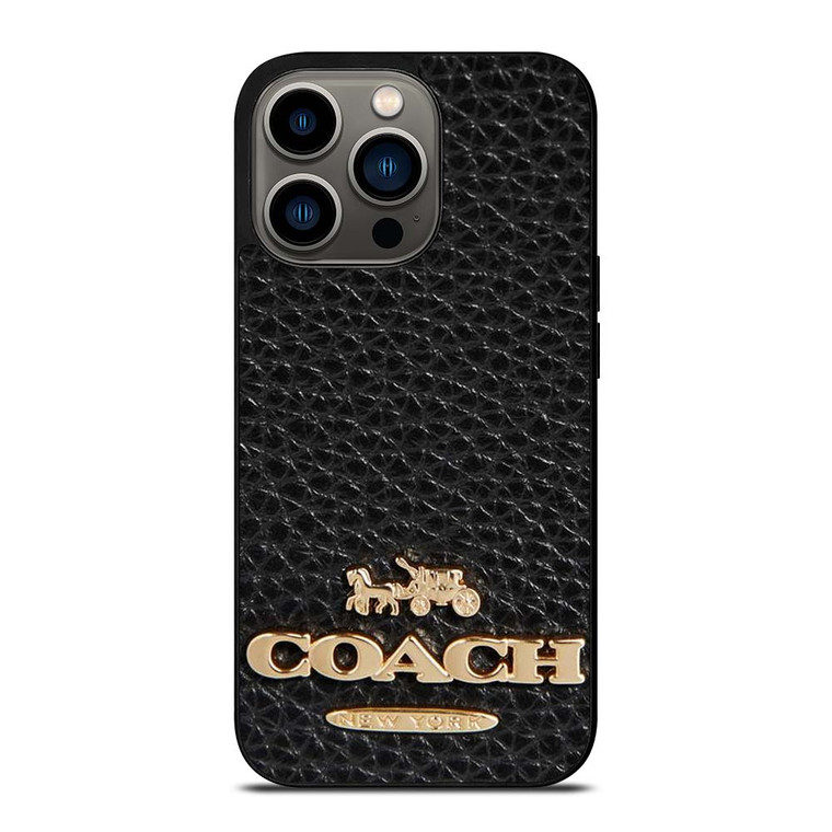COACH NEW YORK BLACK LEATHER 2 iPhone 13 Pro Case Cover