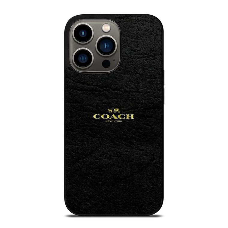 COACH NEW YORK BLACK LEATHER iPhone 13 Pro Case Cover