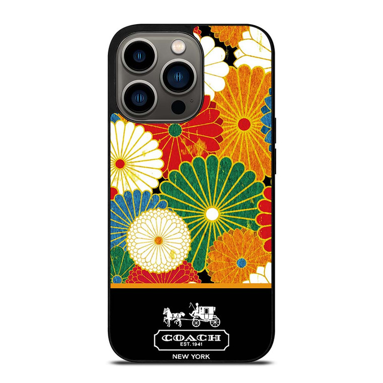 COACH NEW YORK COLORFUL FLORAL LOGO iPhone 13 Pro Case Cover