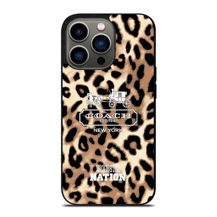 COACH NEW YORK PINK NATION LEPOARD iPhone 13 Pro Case Cover