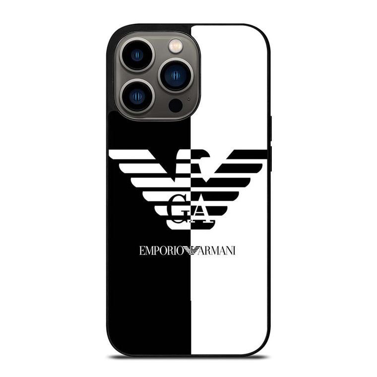 EMPORIO ARMANI WHITE BLACK iPhone 13 Pro Case Cover