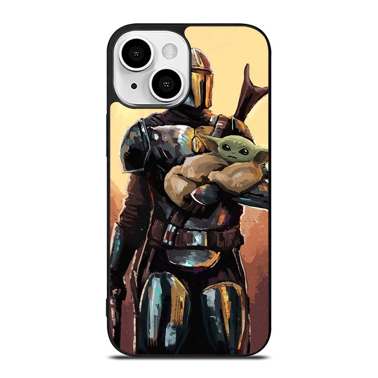 BABY YODA AND THE MANDALORIAN STAR WARS ART iPhone 13 Mini Case Cover