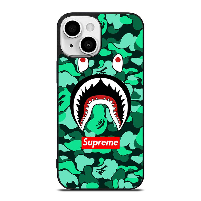 CAMO BATHING APE SUPREME GREEN iPhone 13 Mini Case Cover