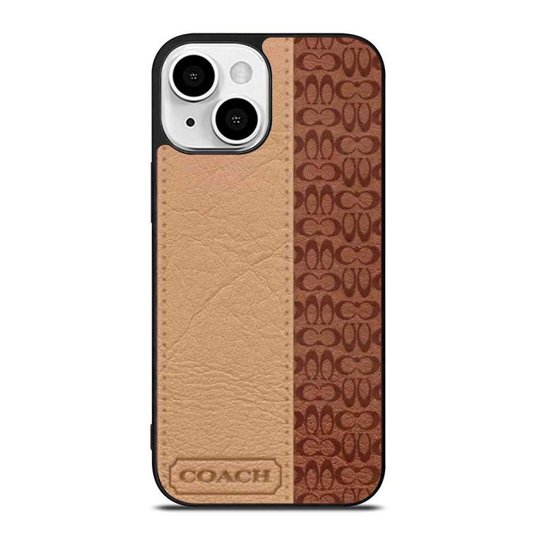 COACH NEW YORK BROWN LEATHER iPhone 13 Mini Case Cover
