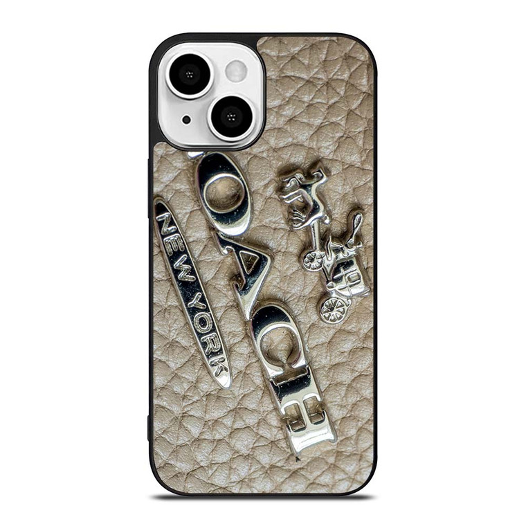 COACH NEW YORK LOGO ON LEATHER iPhone 13 Mini Case Cover