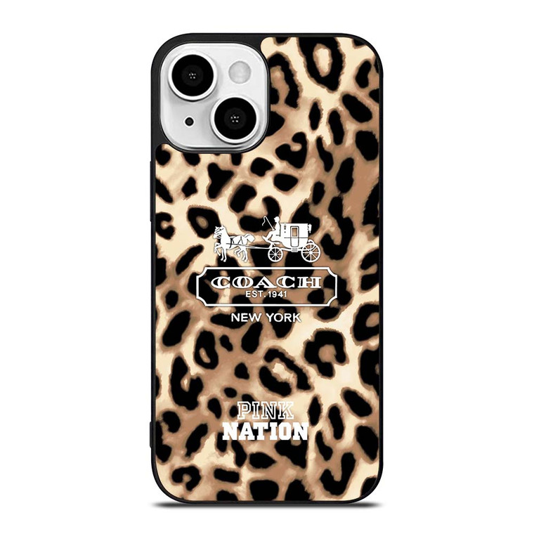 COACH NEW YORK PINK NATION LEPOARD iPhone 13 Mini Case Cover