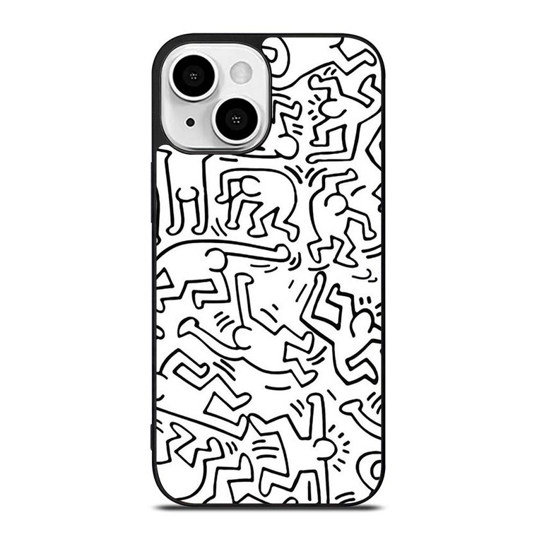 KEITH HARING BLACK WHITE iPhone 13 Mini Case Cover