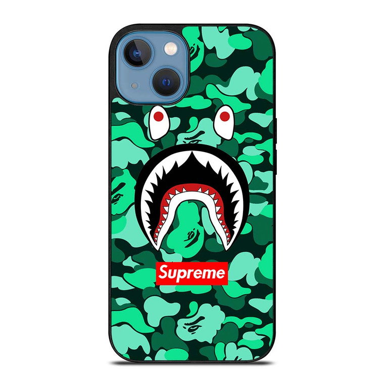 CAMO BATHING APE SUPREME GREEN iPhone 13 Case Cover
