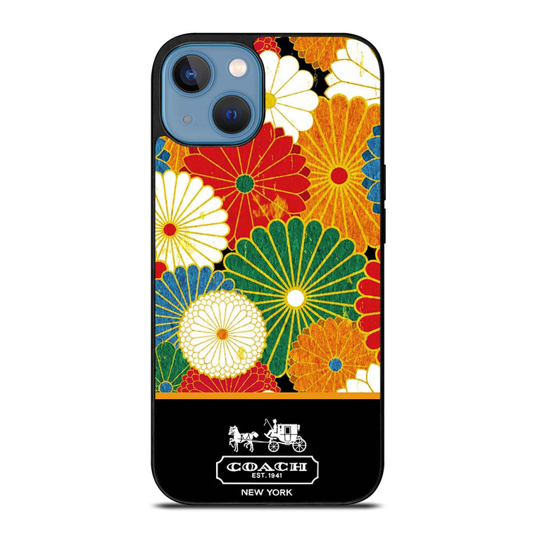 COACH NEW YORK COLORFUL FLORAL LOGO iPhone 13 Case Cover