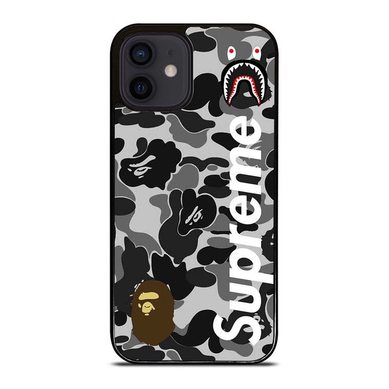 BAPE CAMO SHARK LOGO X SUPREME iPhone 12 Mini Case Cover
