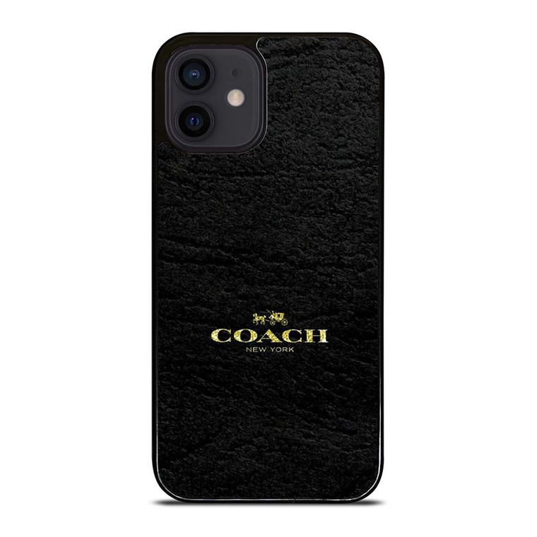 COACH LOGO TEXTURE BLACK iPhone 12 Mini Case Cover