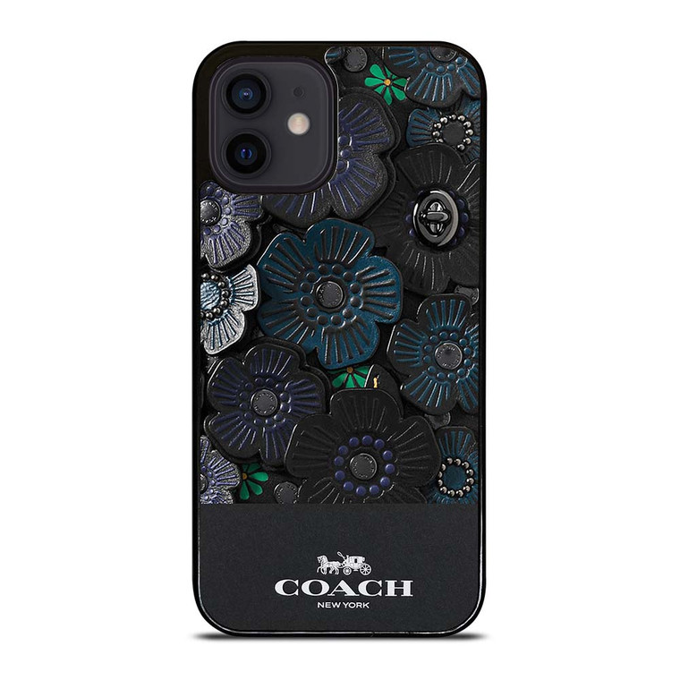 COACH NEW YORK BLACK TEA ROSE iPhone 12 Mini Case Cover