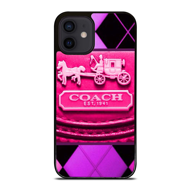 COACH NEW YORK PURPLE PINK LOGO iPhone 12 Mini Case Cover