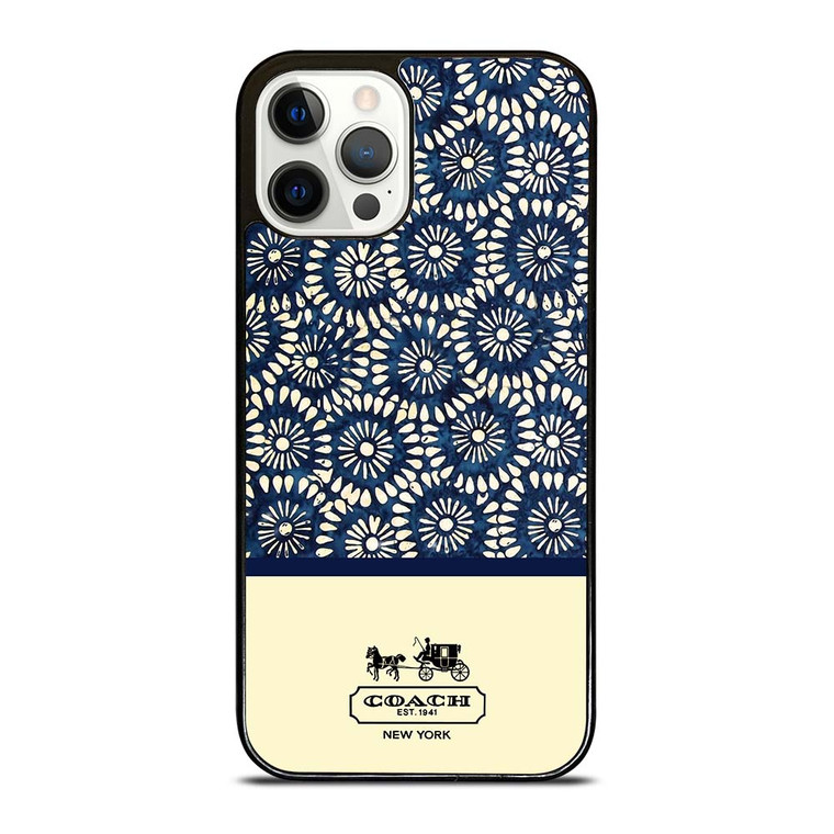 COACH NEW YORK BLUE FLORAL BATIK iPhone 12 Pro Case Cover