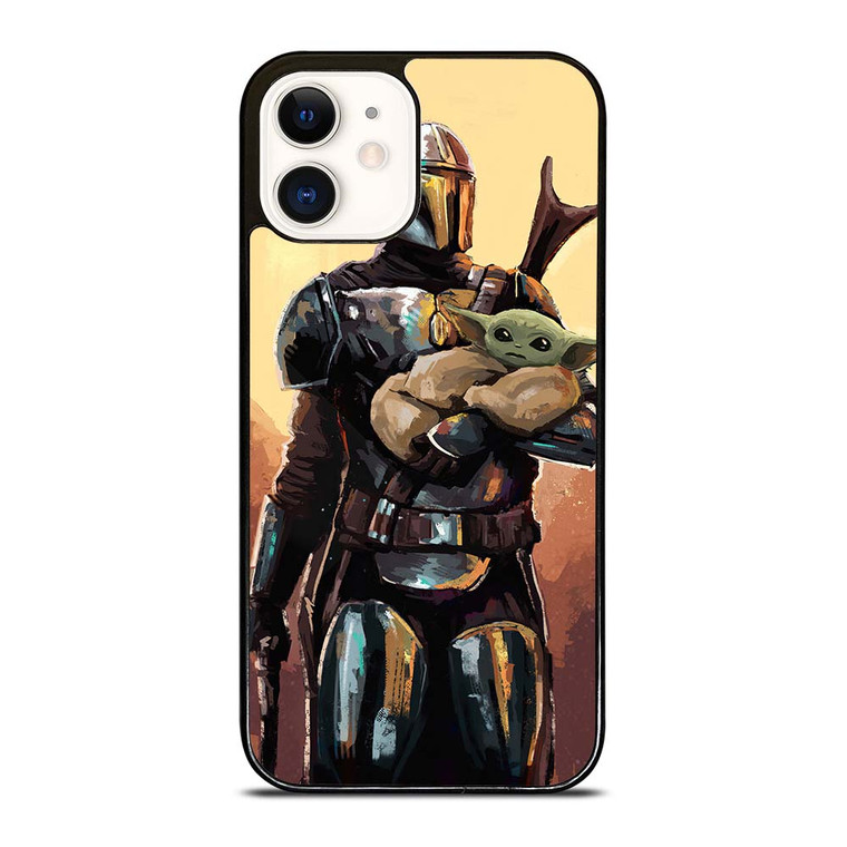 BABY YODA AND THE MANDALORIAN STAR WARS ART iPhone 12 Case Cover