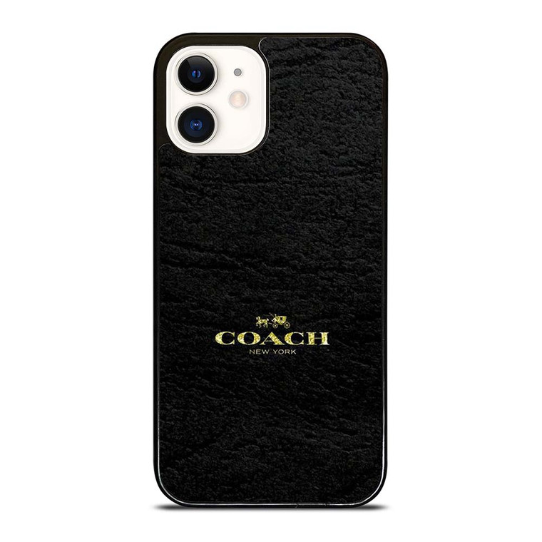COACH LOGO TEXTURE BLACK iPhone 12 Case Cover