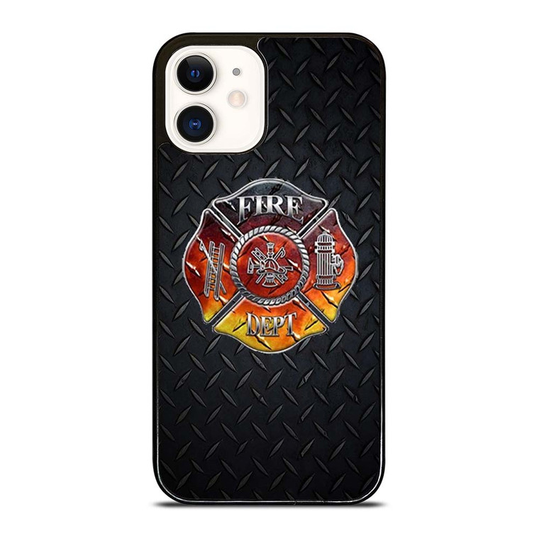 FIREFIGHTER FIREMAN METAL LOGO iPhone 12 Case Cover