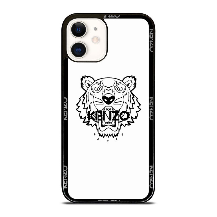 KENZO PARIS BORDERED LOGO WHITE iPhone 12 Case Cover