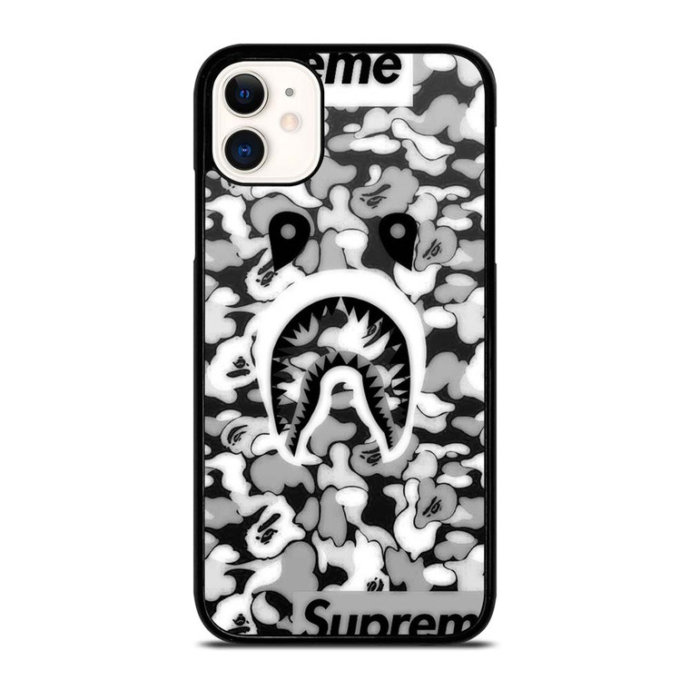 BAPE SHARK LOGO SUPREME BLACK WHITE iPhone 11 Case Cover